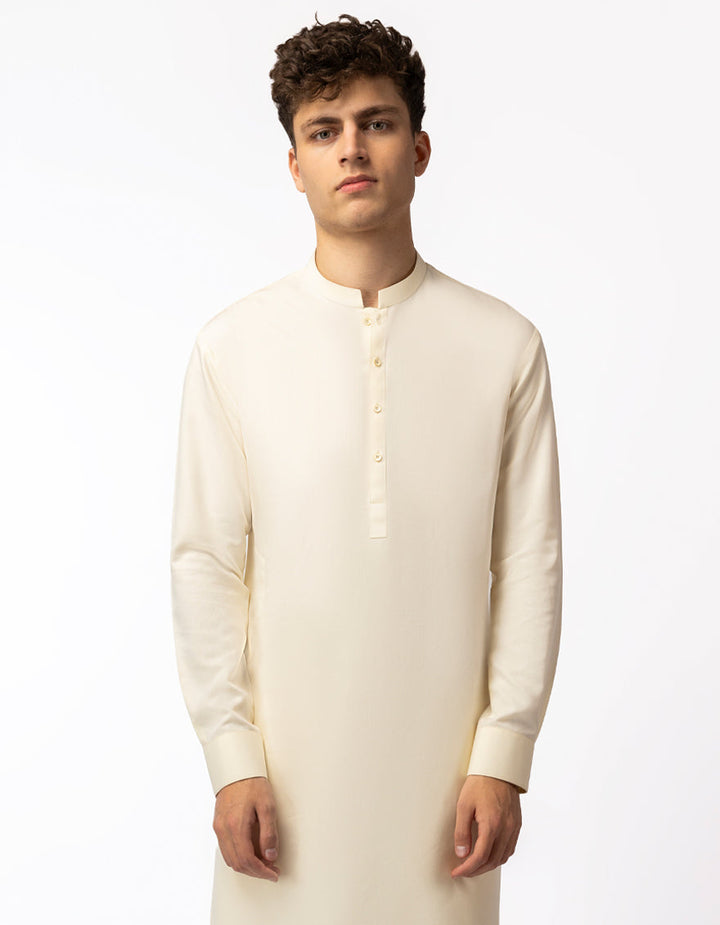Blended Cream Shalwar Kameez - J. Junaid Jamshed