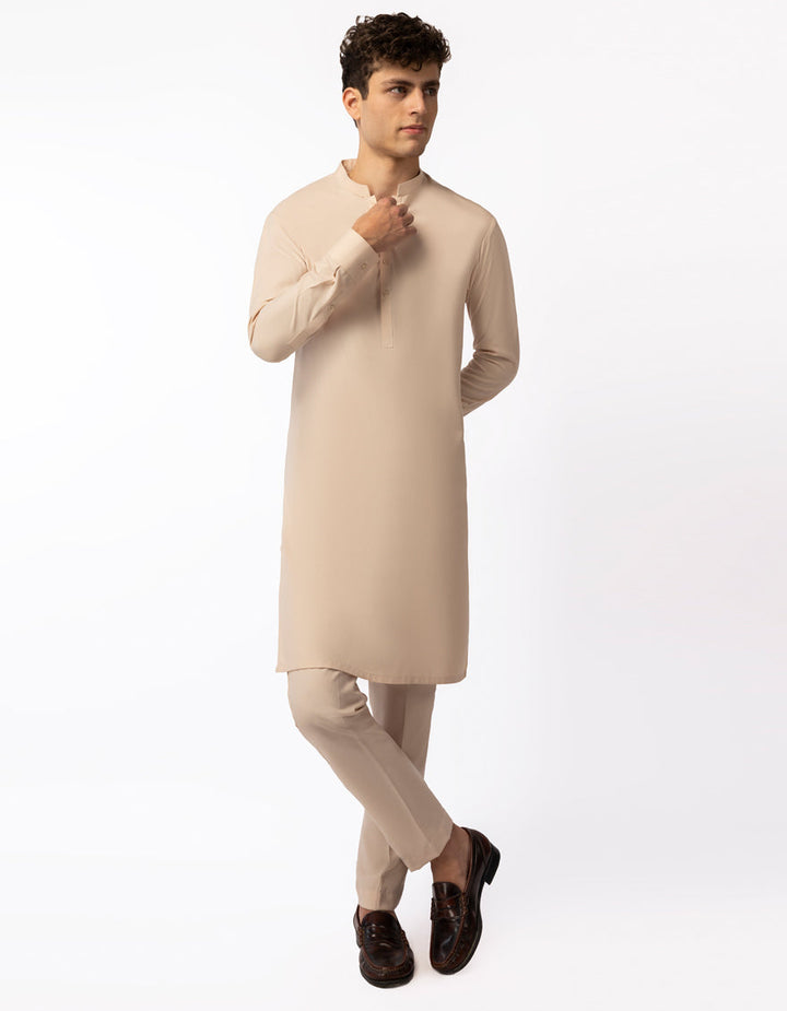 Blended Peach Kurta Trouser - J. Junaid Jamshed