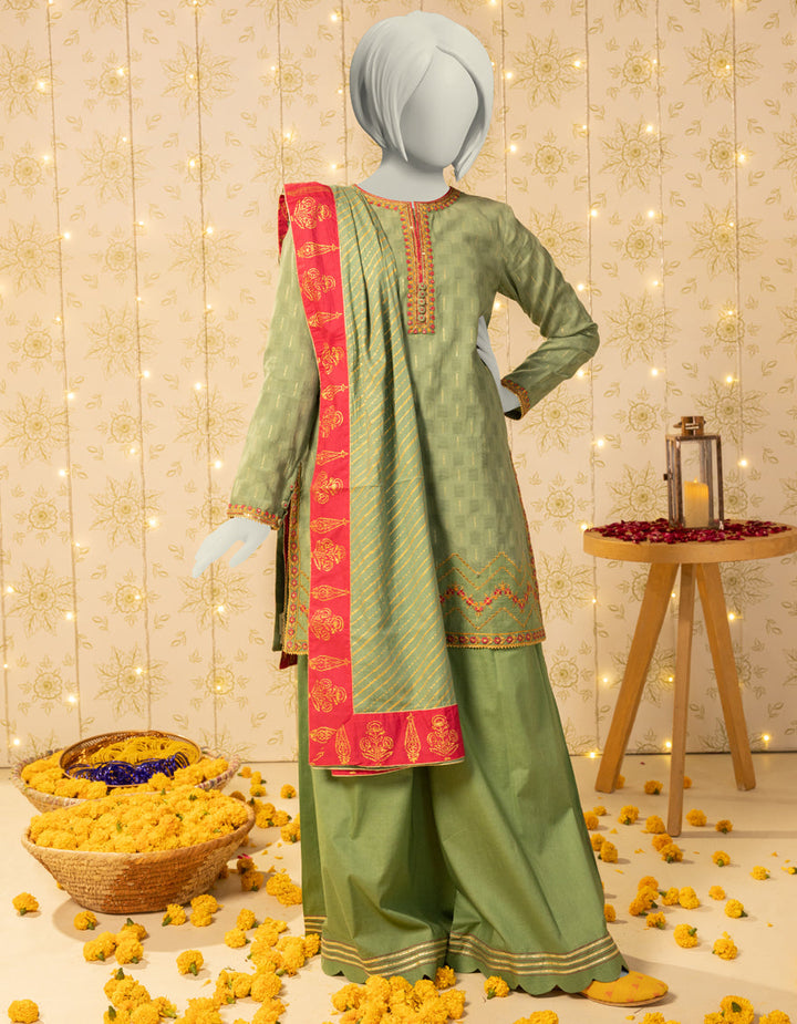 Dobby Green Stitched Suit - J. Junaid Jamshed