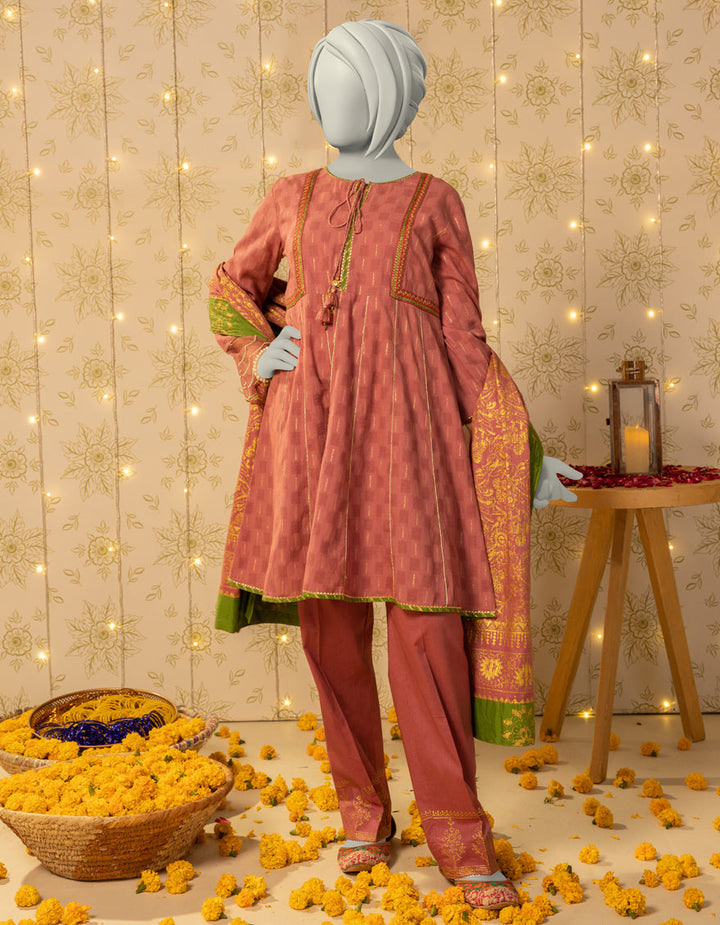 Dobby Pink Stitched Suit - J. Junaid Jamshed