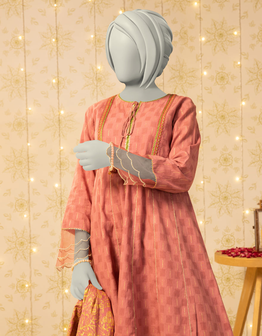 Dobby Pink Stitched Suit - J. Junaid Jamshed