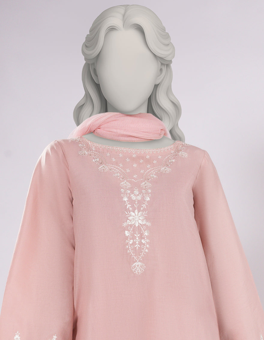Lawn Pink Stitched Suit - J. Junaid Jamshed