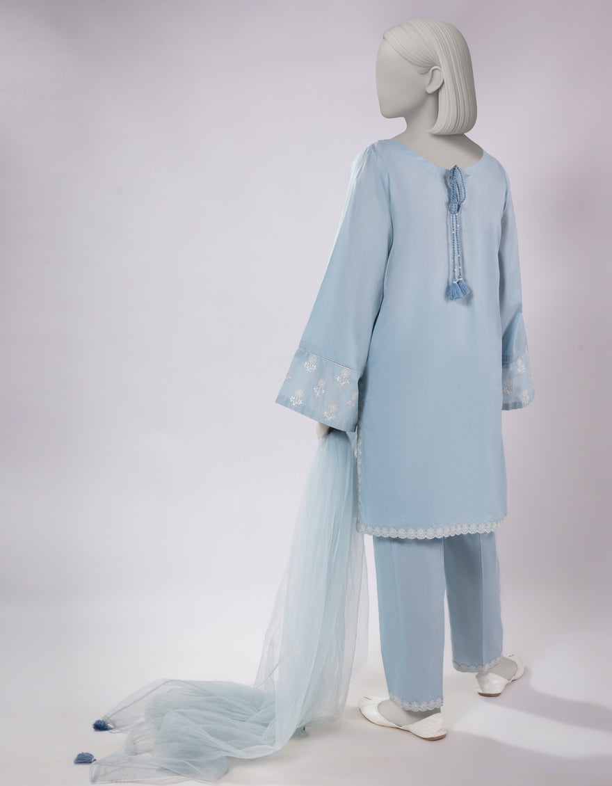 Lawn Blue Stitched Suit - J. Junaid Jamshed
