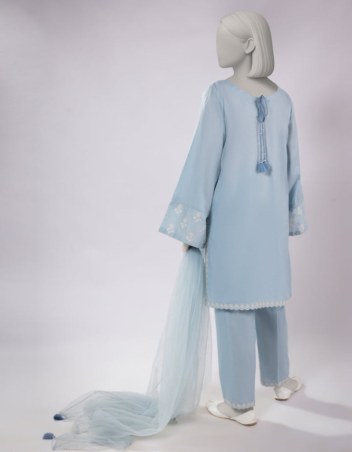 Lawn Blue Stitched Suit - J. Junaid Jamshed