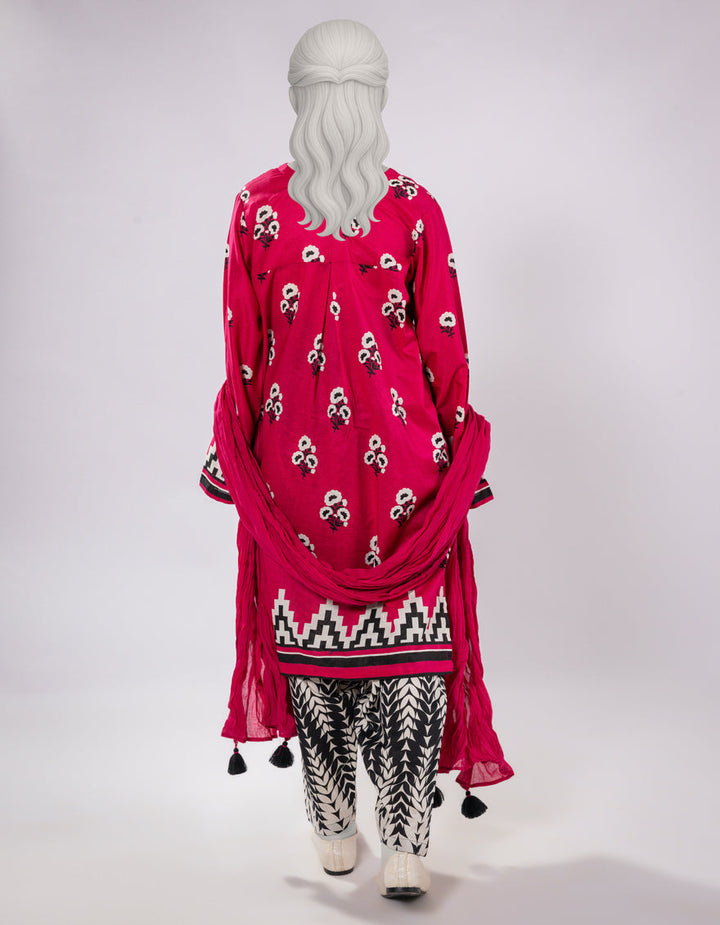 Lawn Pink Stitched Suit - J. Junaid Jamshed