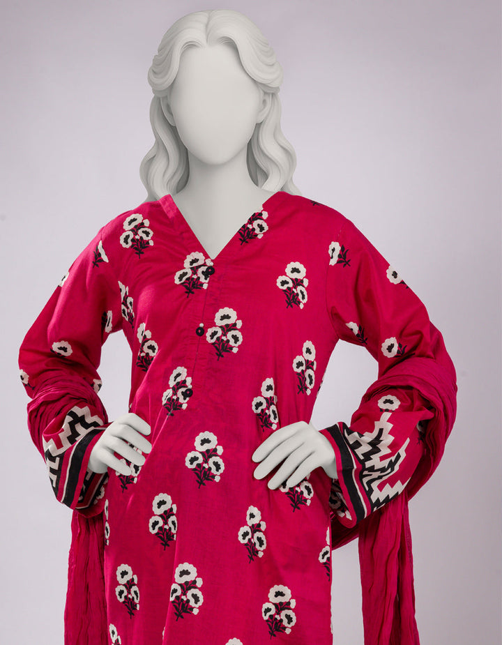 Lawn Pink Stitched Suit - J. Junaid Jamshed