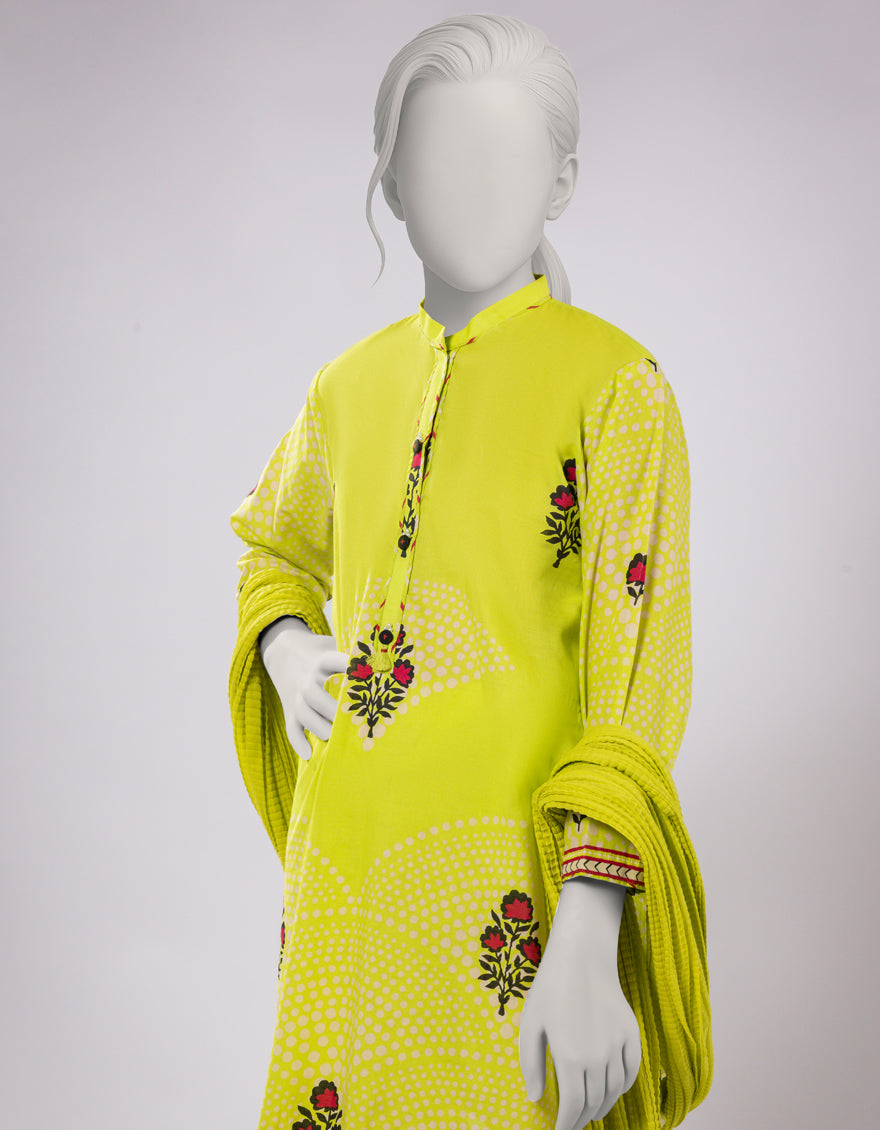 Lawn Green Stitched Suit - J. Junaid Jamshed