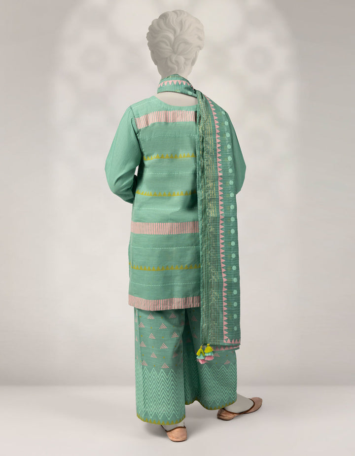 Khaddar Slub Green Stitched Suit - J. Junaid Jamshed