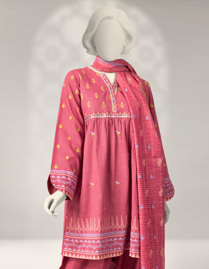 Khaddar Slub Pink Stitched Suit - J. Junaid Jamshed
