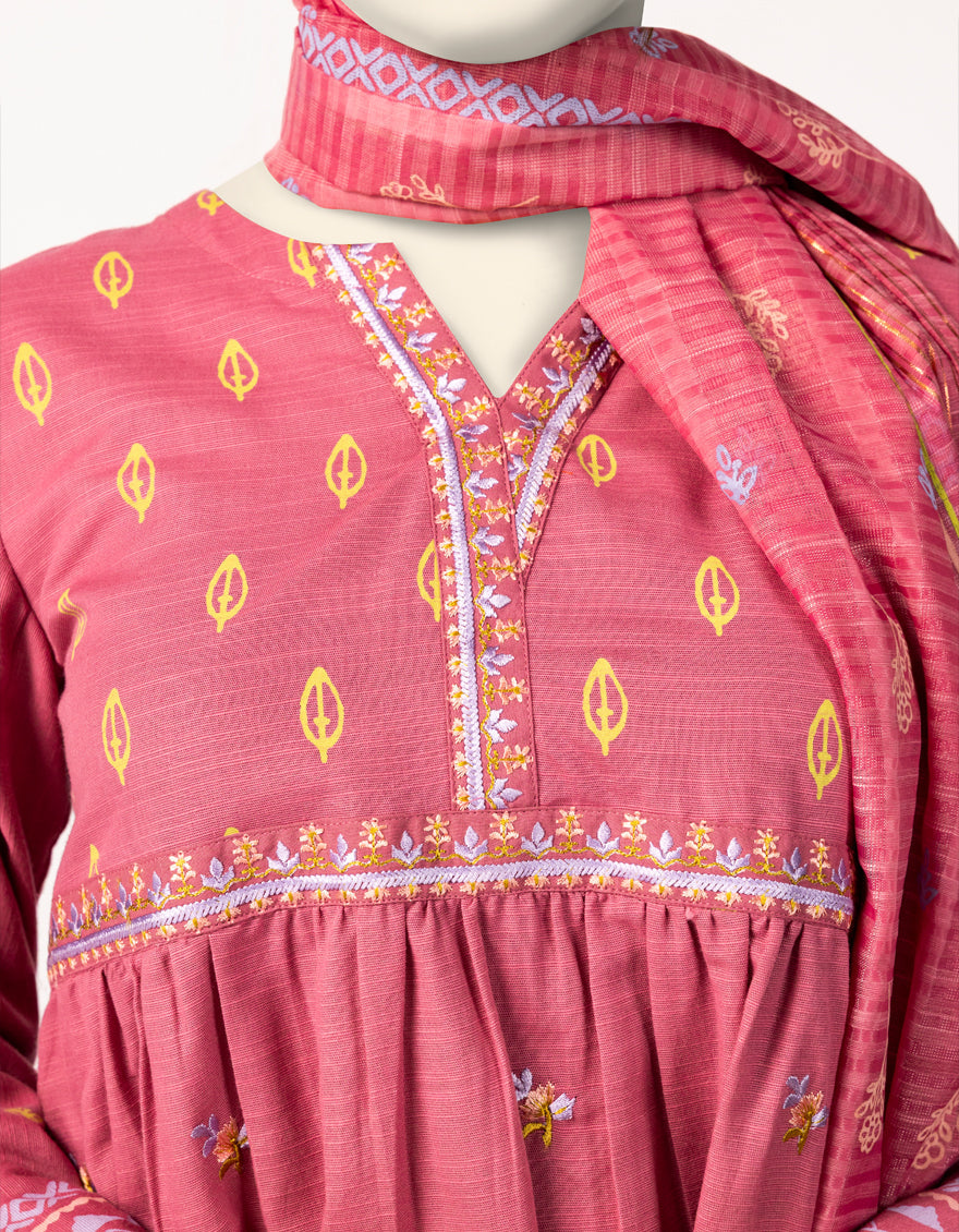Khaddar Slub Pink Stitched Suit - J. Junaid Jamshed