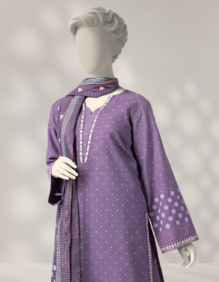 Khaddar Slub Purple Stitched Suit - J. Junaid Jamshed