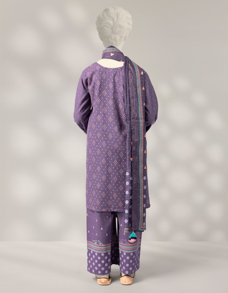 Khaddar Slub Purple Stitched Suit - J. Junaid Jamshed