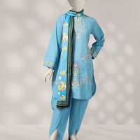 Cambric Blue Stitched Suit - J. Junaid Jamshed