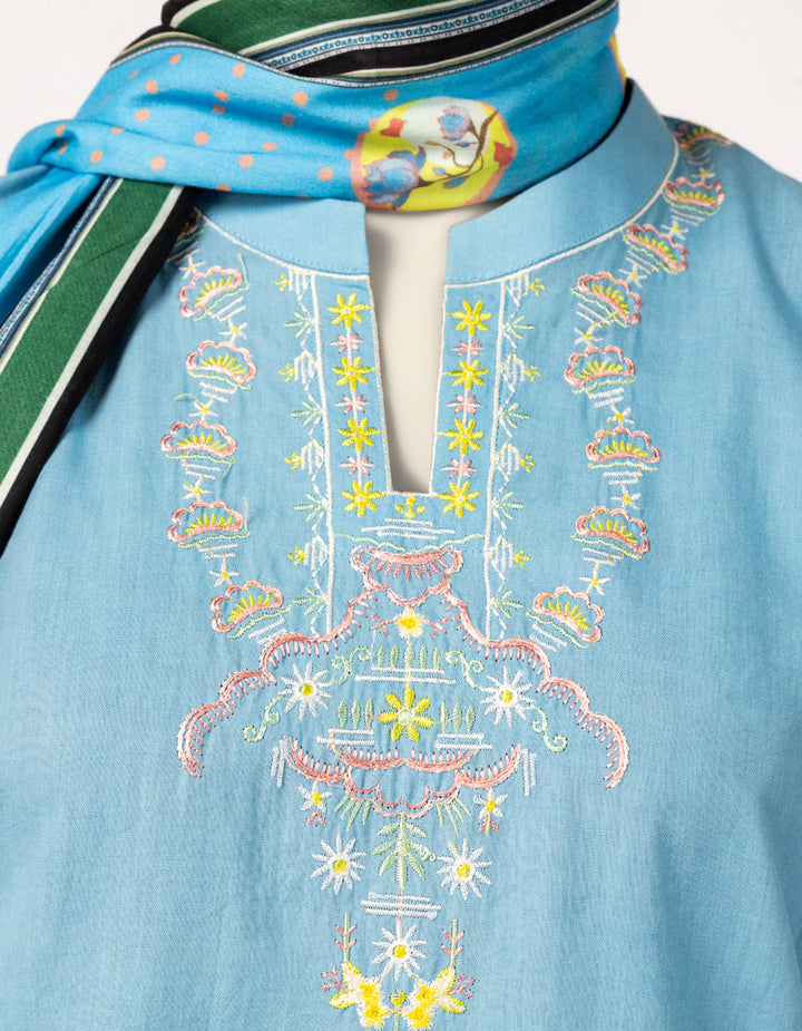 Cambric Blue Stitched Suit - J. Junaid Jamshed