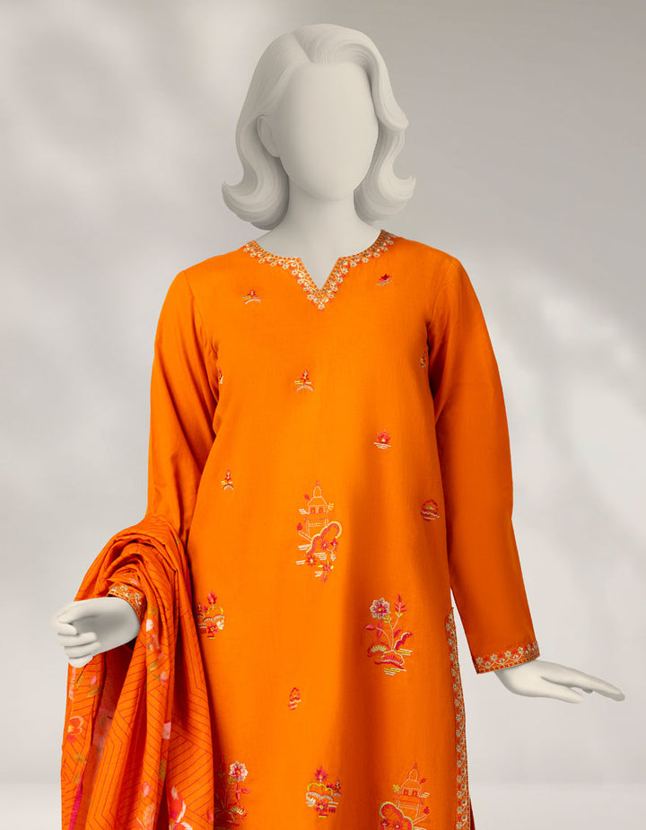 Cambric Orange Stitched Suit - J. Junaid Jamshed