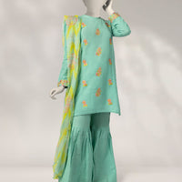 Light Khaddar Slub Green Stitched Suit - J. Junaid Jamshed