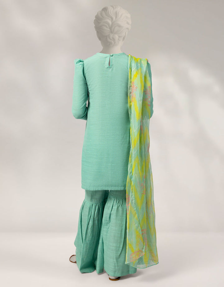 Light Khaddar Slub Green Stitched Suit - J. Junaid Jamshed