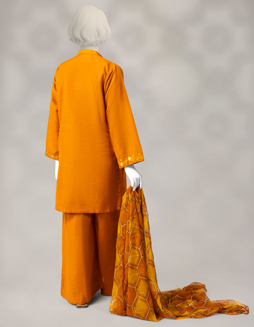Light Khaddar Slub Mustard Stitched Suit - J. Junaid Jamshed