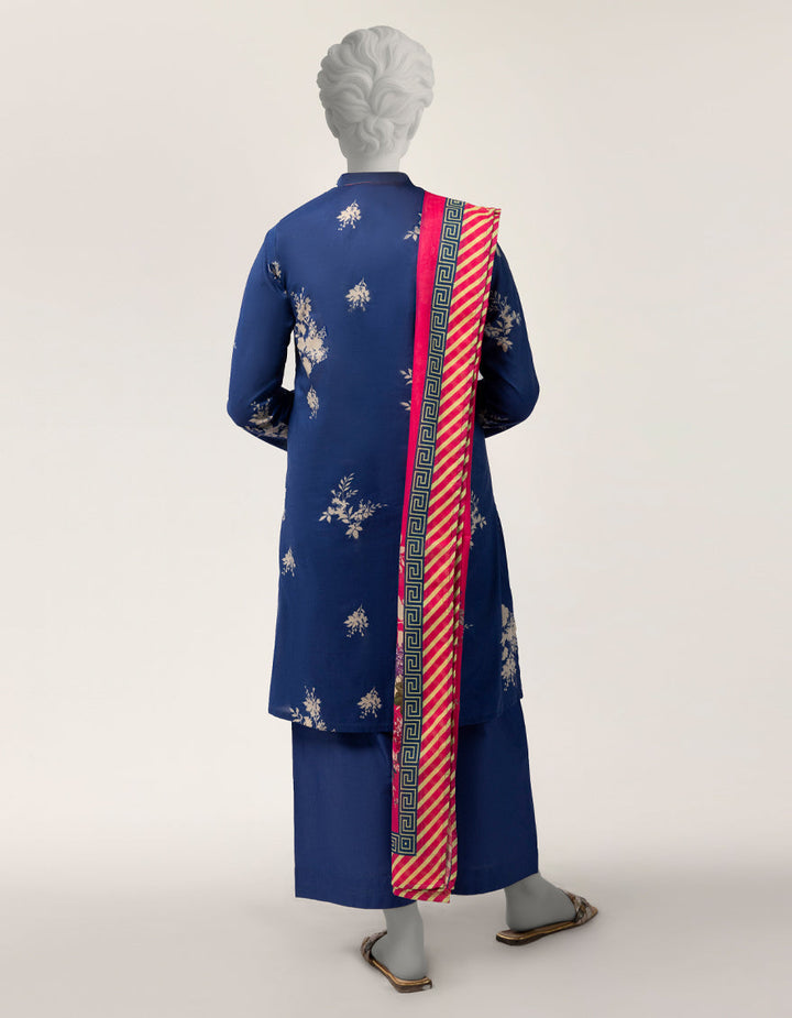 Lawn Blue Stitched Suit - J. Junaid Jamshed