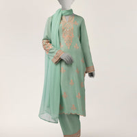Lawn Green Stitched Suit - J. Junaid Jamshed