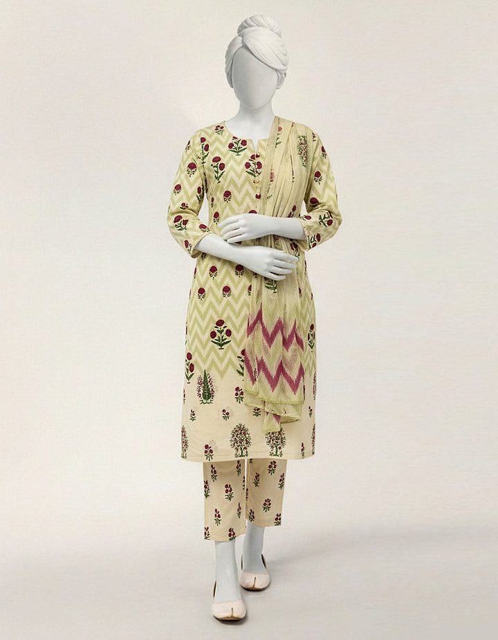 Lawn Multicolor Stitched Suit - J. Junaid Jamshed