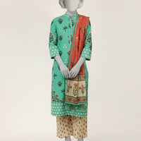 Lawn Green Stitched Suit - J. Junaid Jamshed