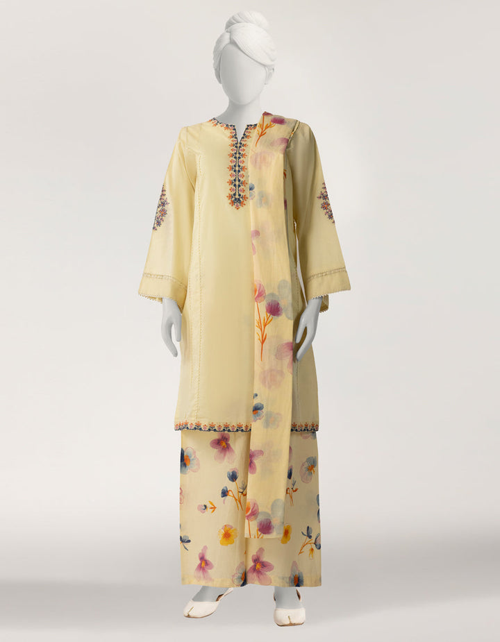 Lawn Yellow Stitched Suit - J. Junaid Jamshed