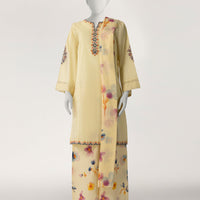 Lawn Yellow Stitched Suit - J. Junaid Jamshed