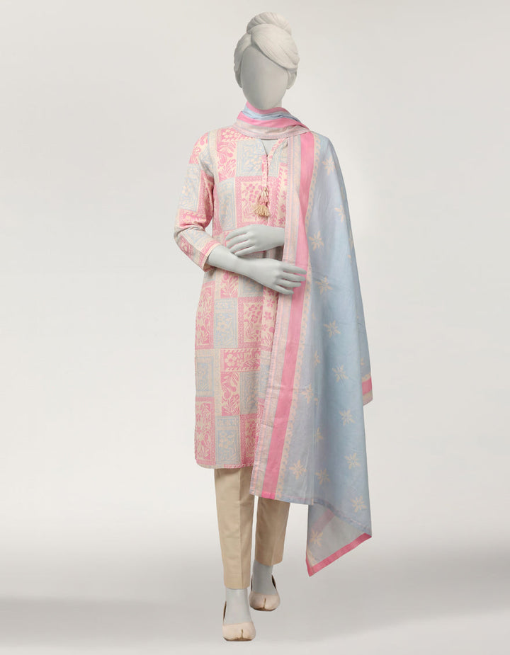Lawn Multicolor Stitched Suit - J. Junaid Jamshed