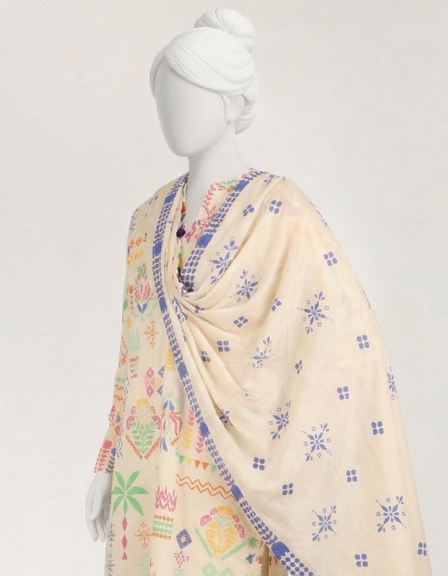 Lawn Multicolor Stitched Suit - J. Junaid Jamshed