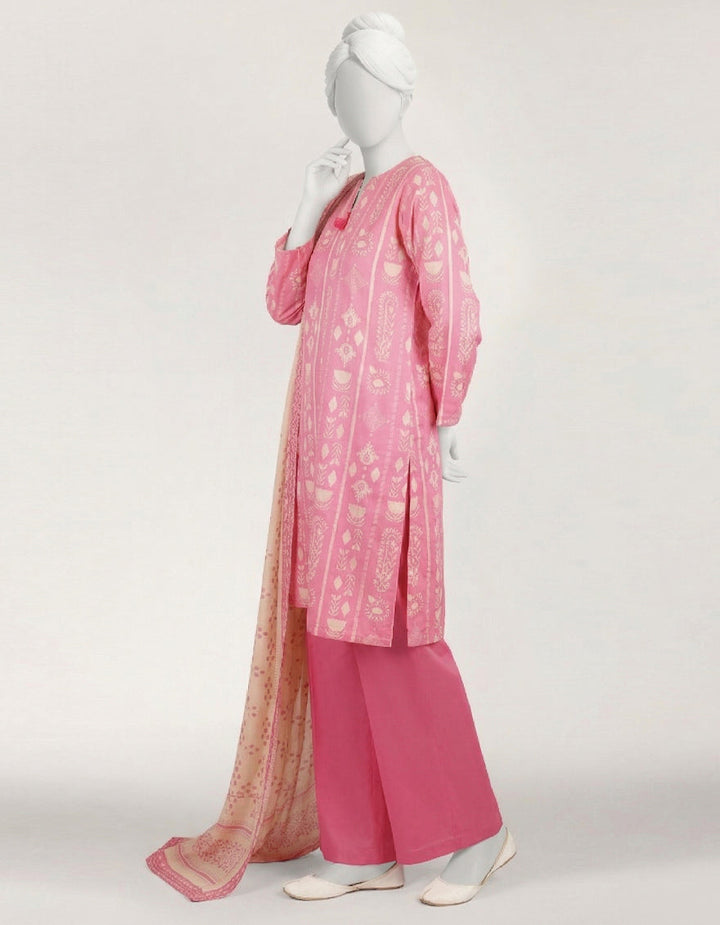 Lawn Pink Stitched Suit - J. Junaid Jamshed
