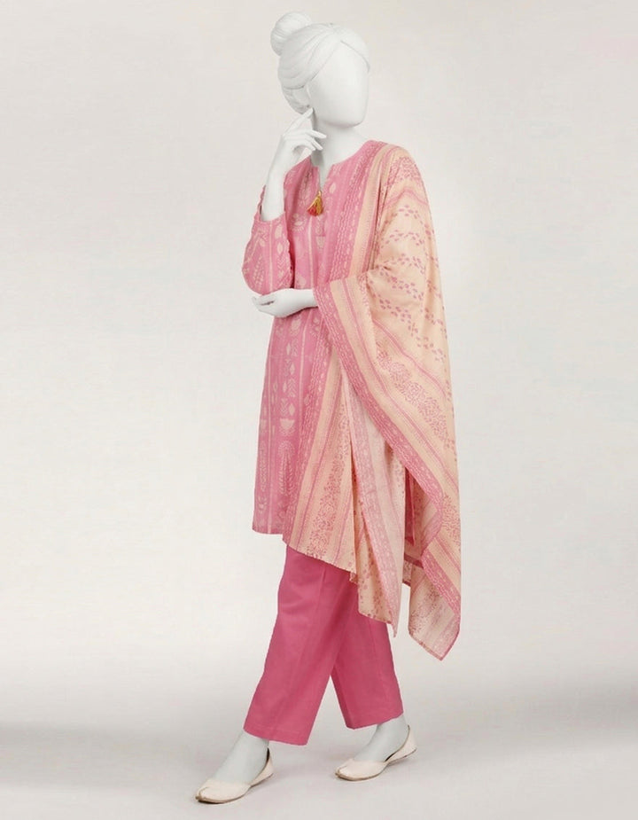 Lawn Pink Stitched Suit - J. Junaid Jamshed