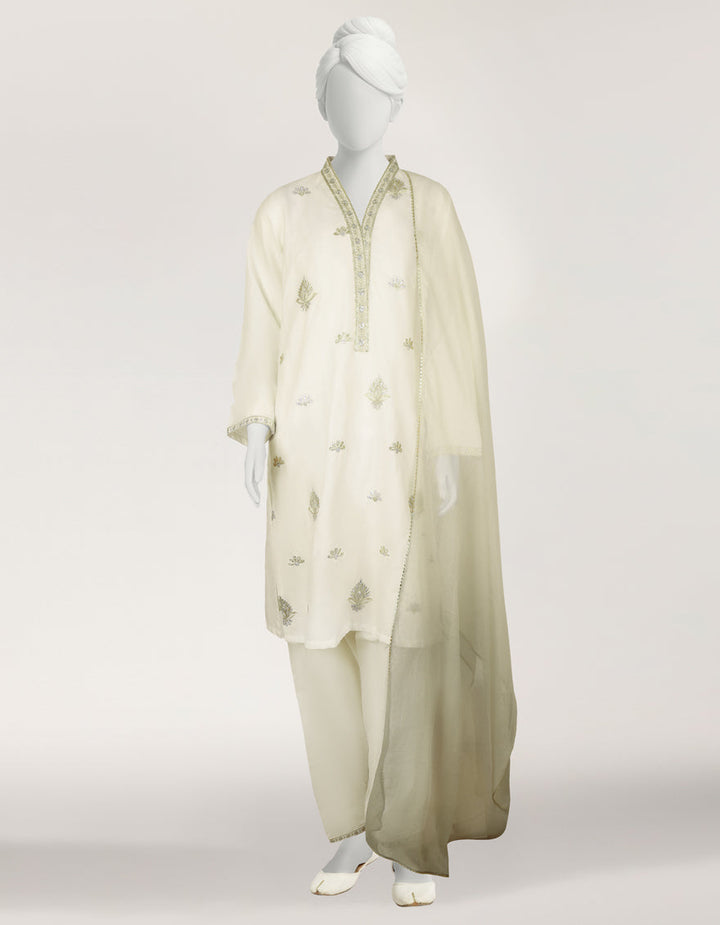 Lawn White Stitched Suit - J. Junaid Jamshed