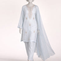 Lawn Sky Blue Stitched Suit - J. Junaid Jamshed