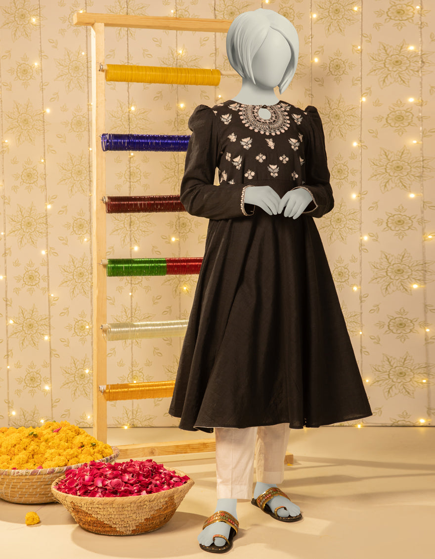 Textured Black Kurti - J. Junaid Jamshed