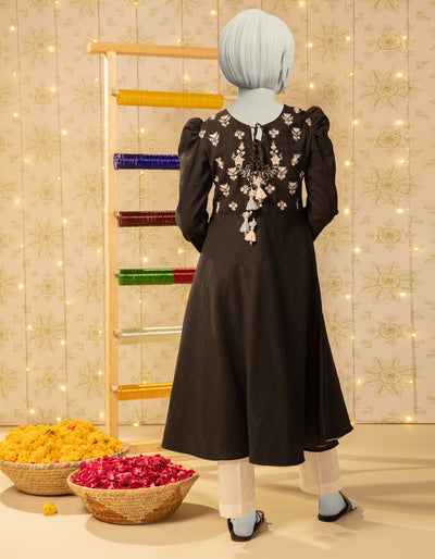 Textured Black Kurti - J. Junaid Jamshed