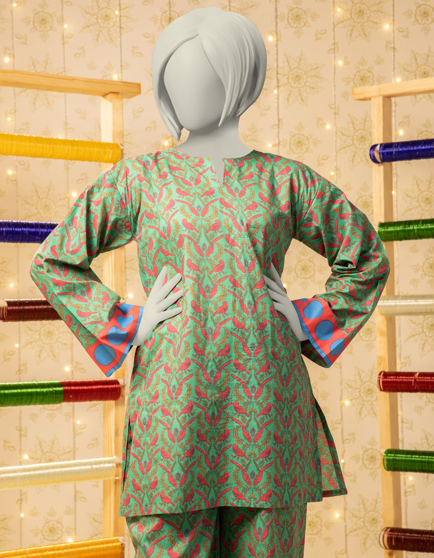 Lawn Green Kurti - J. Junaid Jamshed