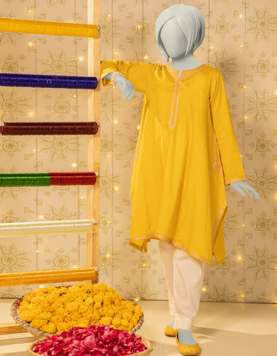 Lawn Yellow Kurti - J. Junaid Jamshed