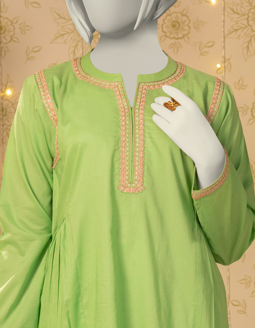 Lawn Green Kurti - J. Junaid Jamshed