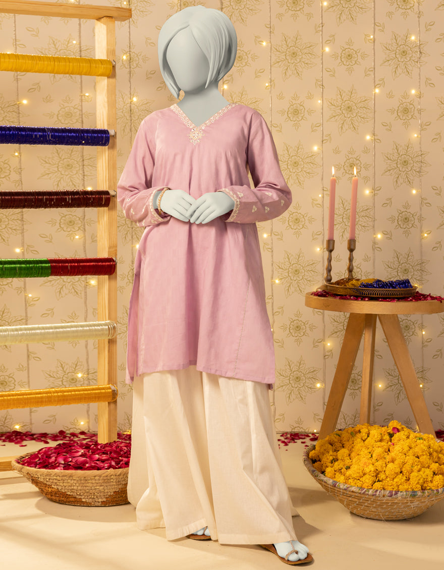 Dobby Lilac Kurti - J. Junaid Jamshed