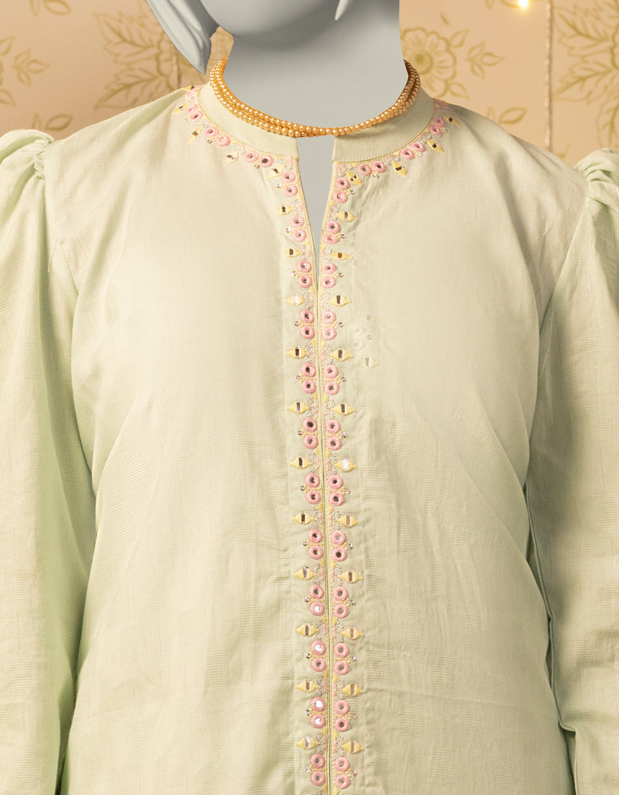 Dobby Green Kurti - J. Junaid Jamshed