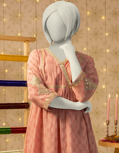 Dobby Pink Kurti - J. Junaid Jamshed