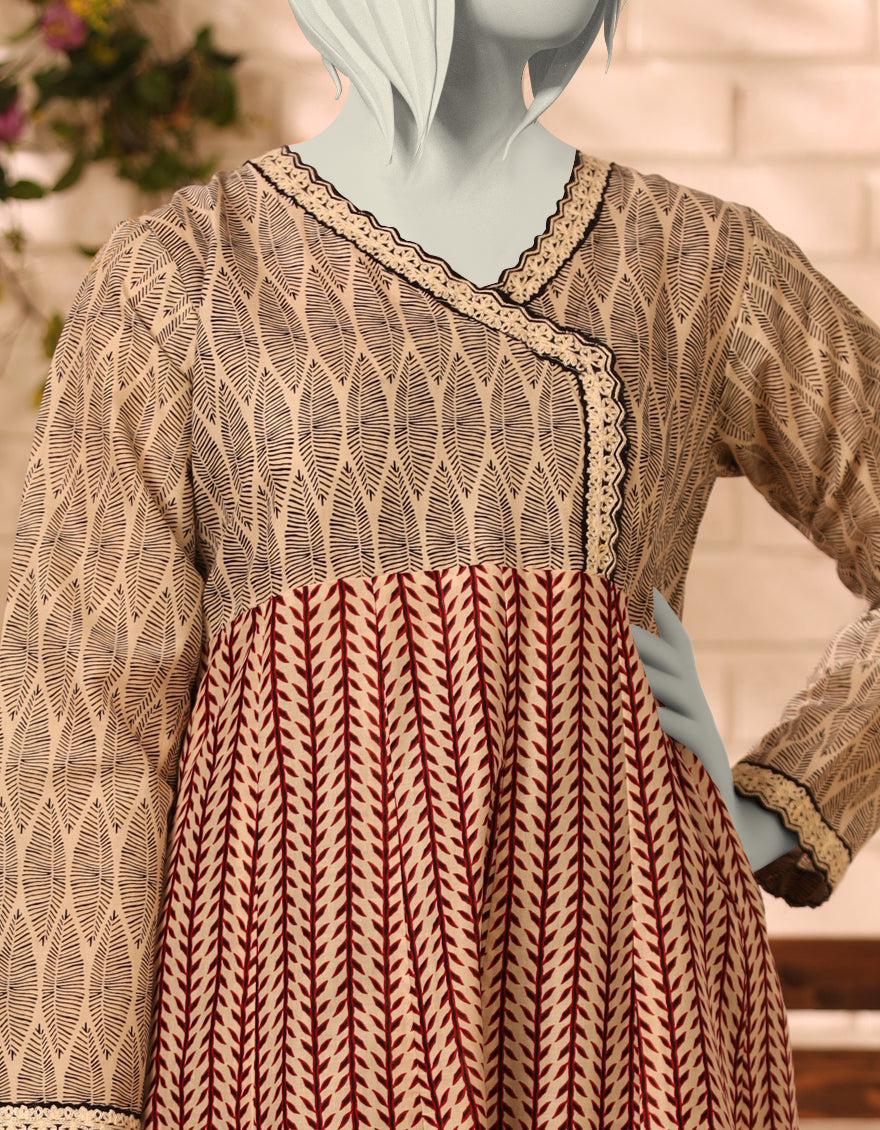 Lawn Off White Kurti - J. Junaid Jamshed