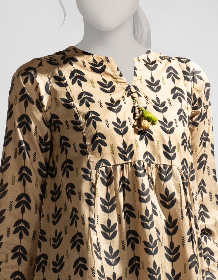Lawn Beige Kurti - J. Junaid Jamshed