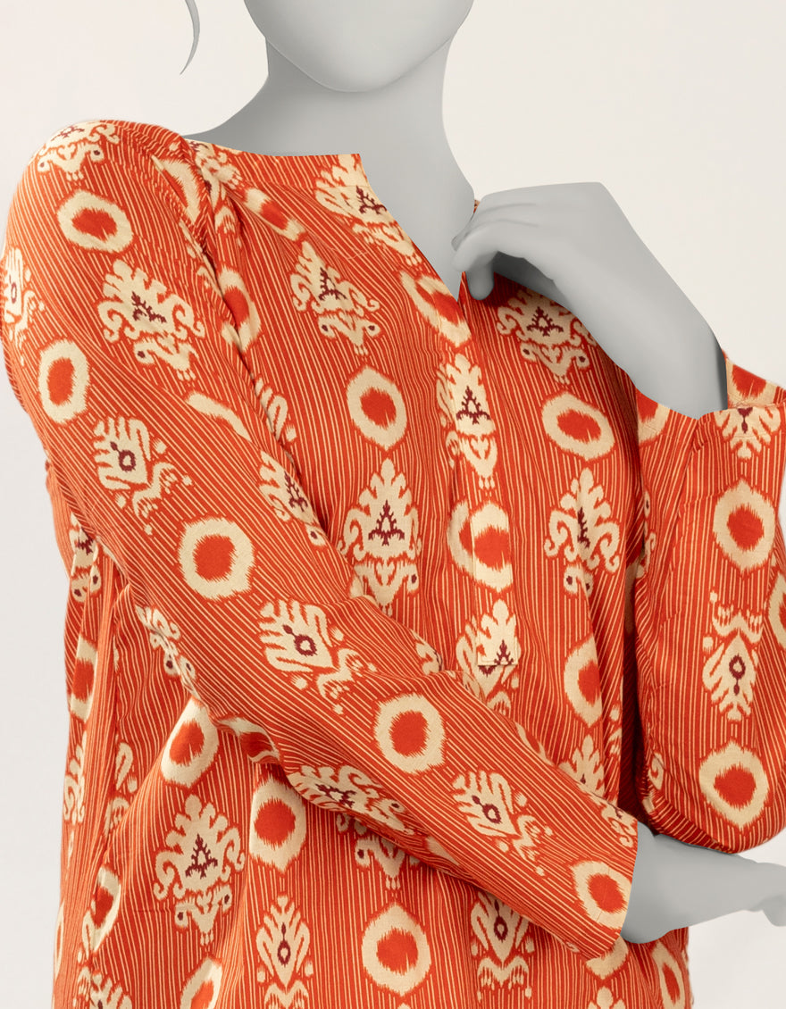 Lawn Orange Kurti - J. Junaid Jamshed