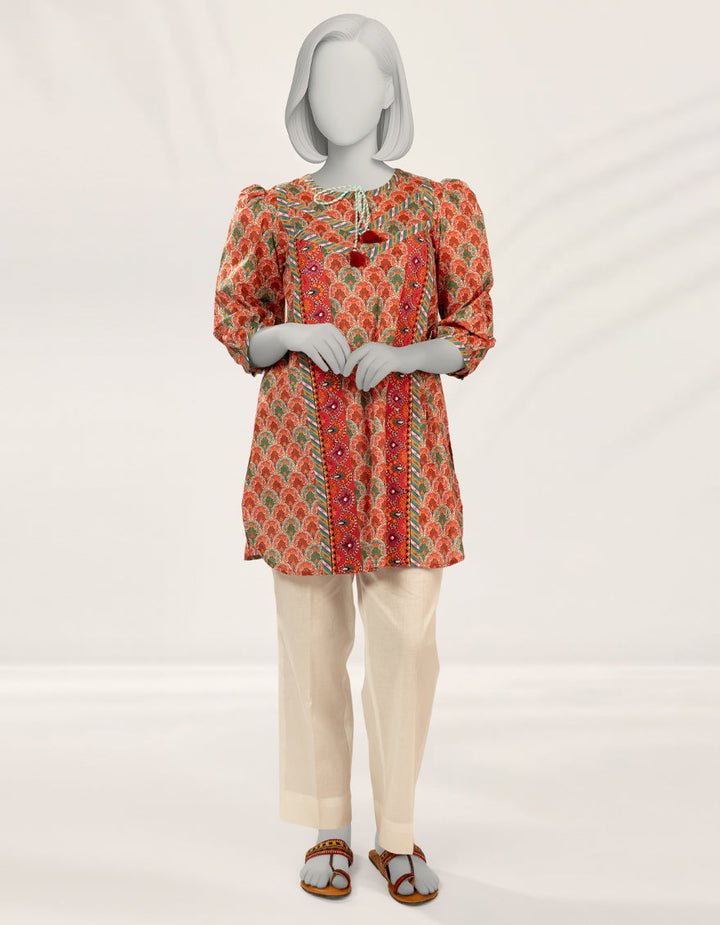 Raw Silk Orange Kurti - J. Junaid Jamshed