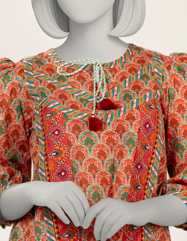 Raw Silk Orange Kurti - J. Junaid Jamshed