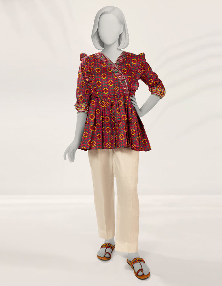 Raw Silk Purple Kurti - J. Junaid Jamshed