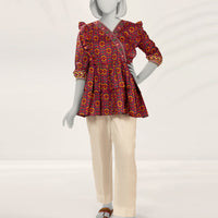 Raw Silk Purple Kurti - J. Junaid Jamshed