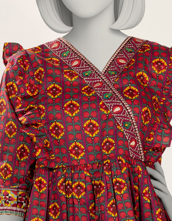 Raw Silk Purple Kurti - J. Junaid Jamshed